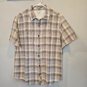 Horny Toad Shirt Mens Large Short Sleeve Button Down Smythy Organic Cotton Plaid